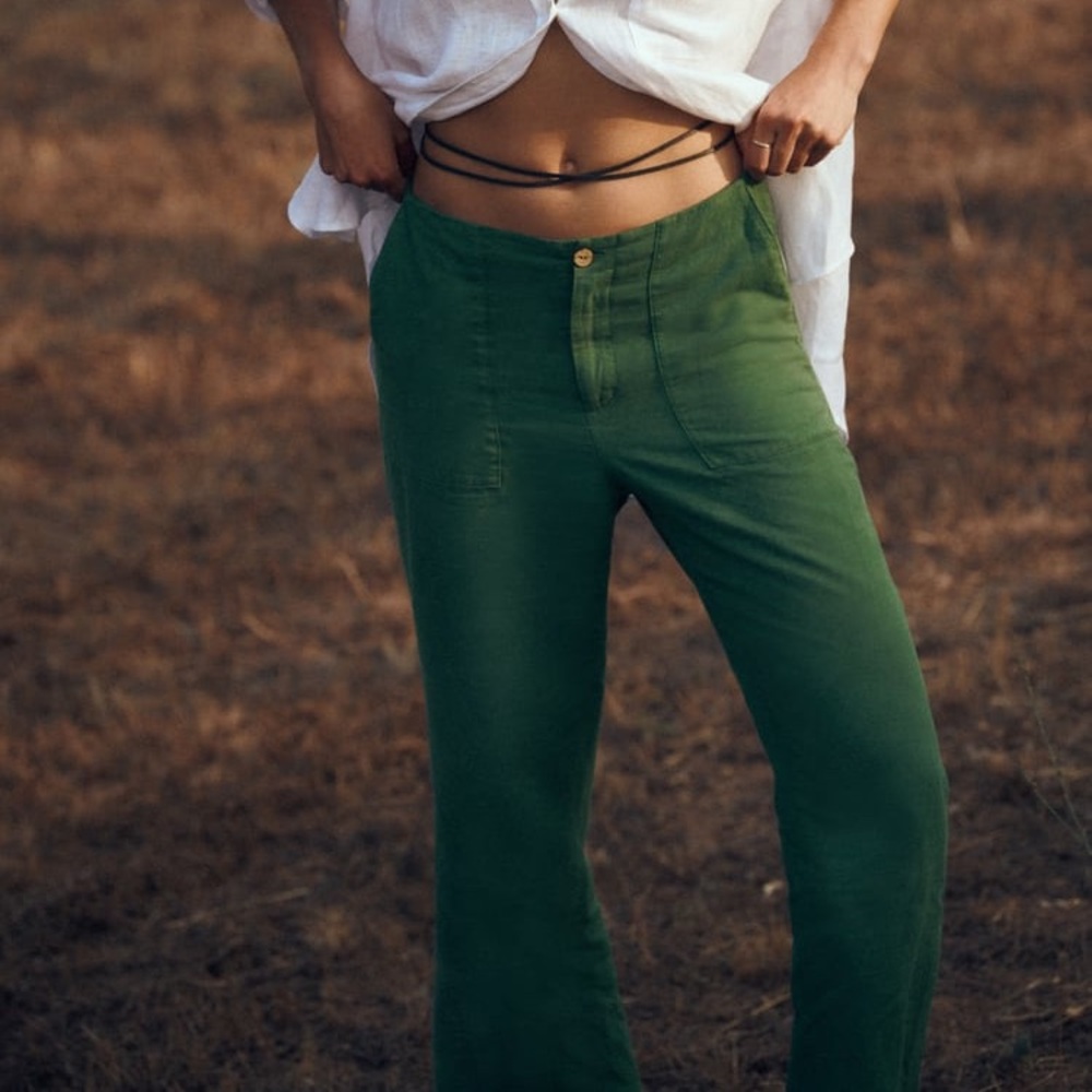 Zara Linen Blend Straight Pants US 4